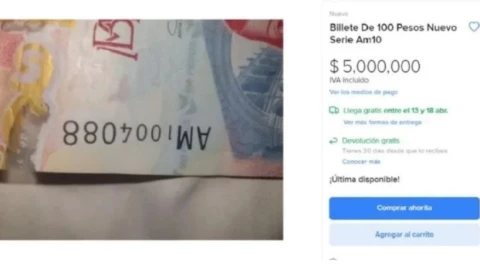 Billete de 100 pesos se vende hasta en 5 MILLONES