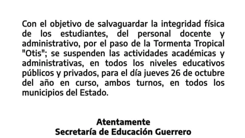 Suspenden clases en Guerrero