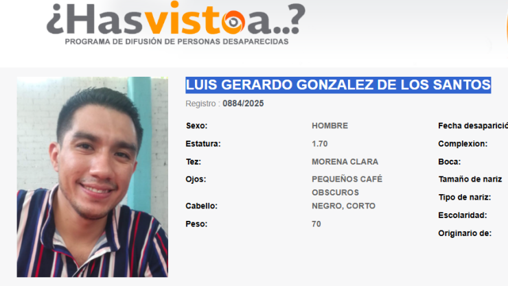 Desapariciones en Chiapas: Luis Gerardo fue visto por última vez en Tuxtla Gutiérrez
