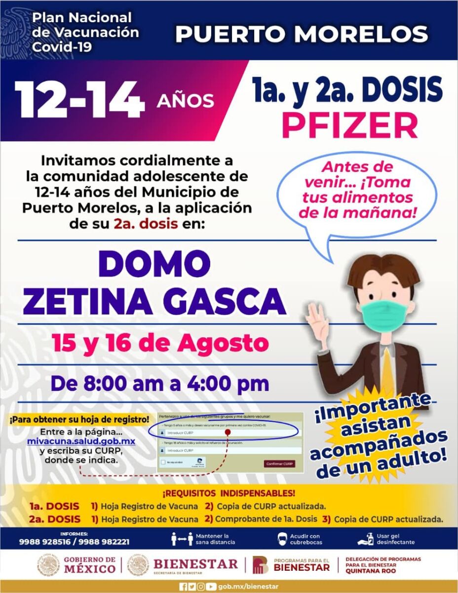 Jornada de vacunación contra Covid-19 en Puerto Morelos