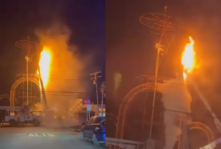 Dos hombres electrocutados en Playas de Tijuana al poner catrina gigante en el malecón