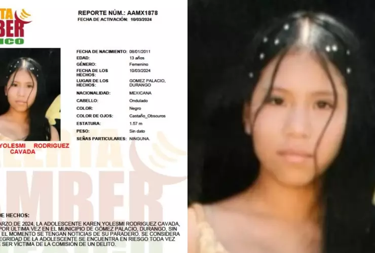 Alerta Amber Karen Yolesmi Rodríguez Cavada Durango