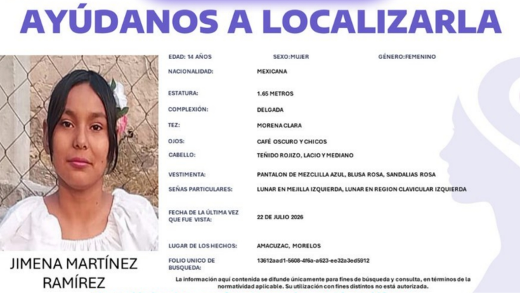 SE BUSCA a Jimena Martínez Ramírez, adolescente DESAPARECIDA en Amacuzac.