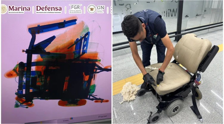 Pasajero en AICM ocultó droga en silla de ruedas al fingir discapacidad.
