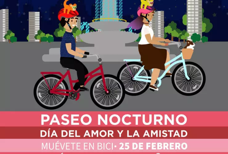 El primer Paseo Nocturno “Muévete en Bici” del 2023 tendrá como temática principal el Día del Amor y la Amistad.