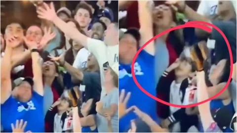 VIDEO_ ¡AUCH! Besibolista conecta home run y le termina cayendo a un niño en la cabeza