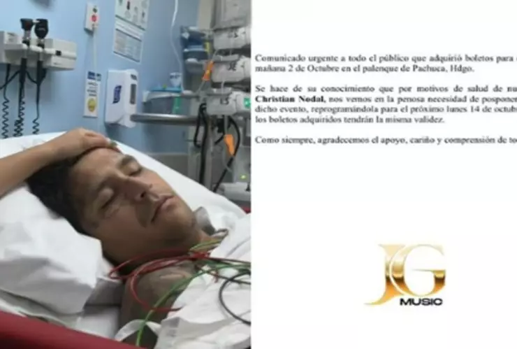 Christian Nodal hospitalizado qué le pasó