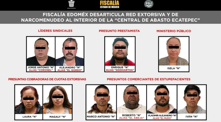 Cae red de extorsionadores en la Central de Abasto de Ecatepec.