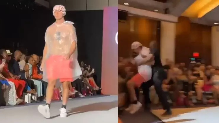 se viste de plástico en prestigiosa pasarela