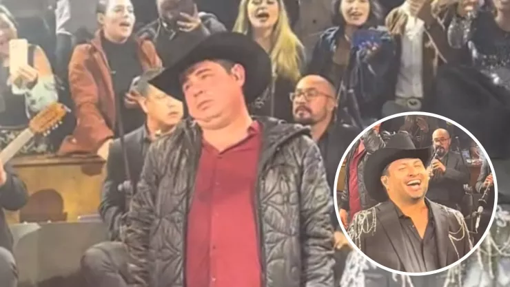 Alfredo Olivas ebrio en un palenque con Julión Álvarez