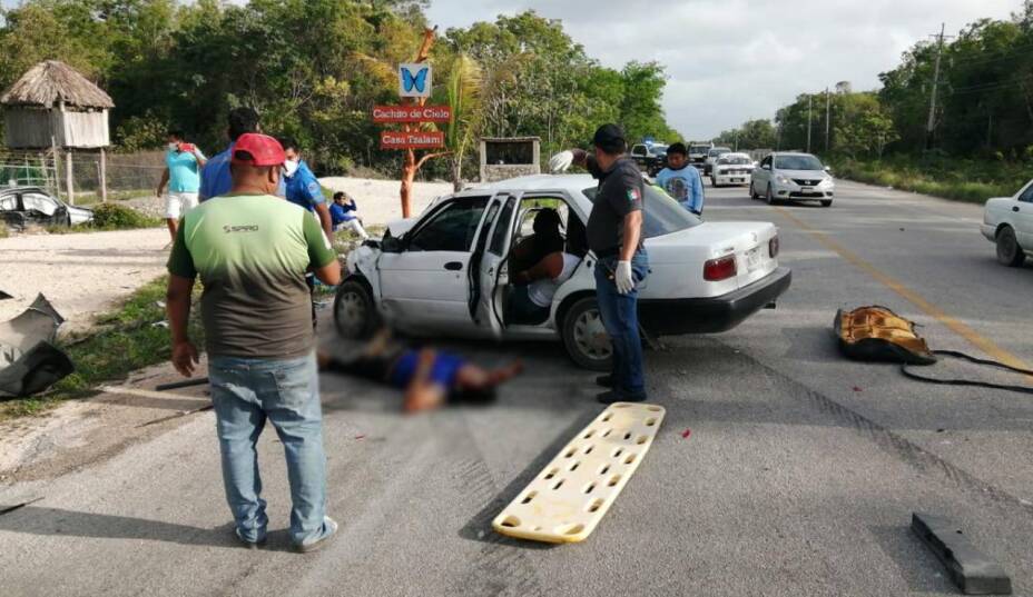 Reportan lesionados tras accidente vehicular en carretera Tulum-Cobá