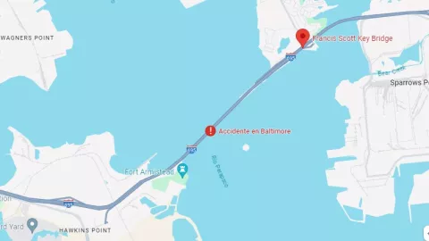 Ubicación del puente Francis Scott Key de Baltimore.