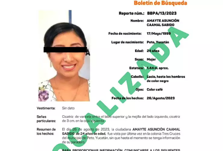 Desactivan Protocolo Alba por joven desaparecida en Yucatán