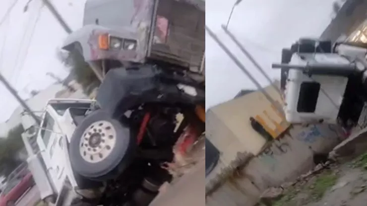 Traíler se va a un canal en bulevar Insurgentes en Tijuana