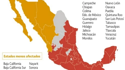 Mapa de los estados de México que se verán más y menos afectados por la canícula 2024