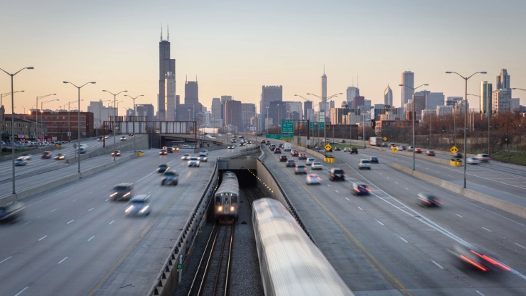 Tráfico en la ciudad de Chicago, Illinois