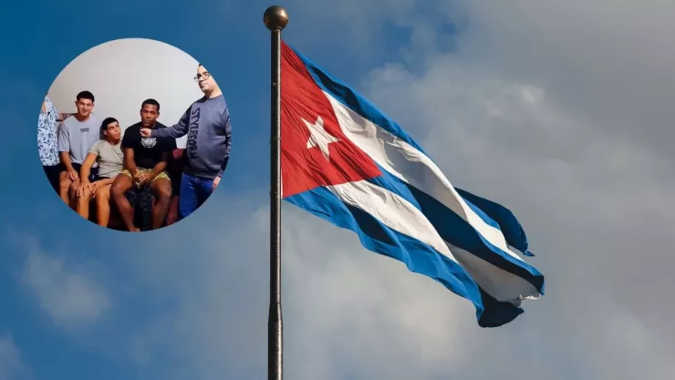Imagen de la bandera de Cuba y de video de tres atletas cubanos que desertaron en Juegos Panamericanos de Asunción.