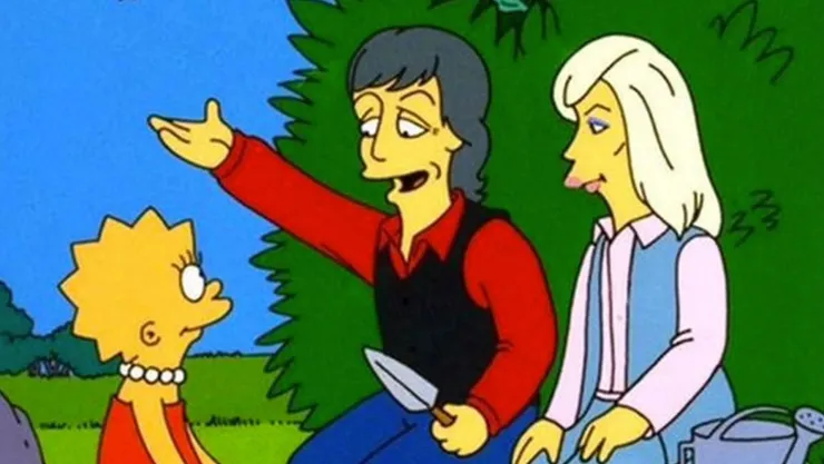 En imagen: Paul McCartney y Linda McCartney hablan con Lisa Simpson