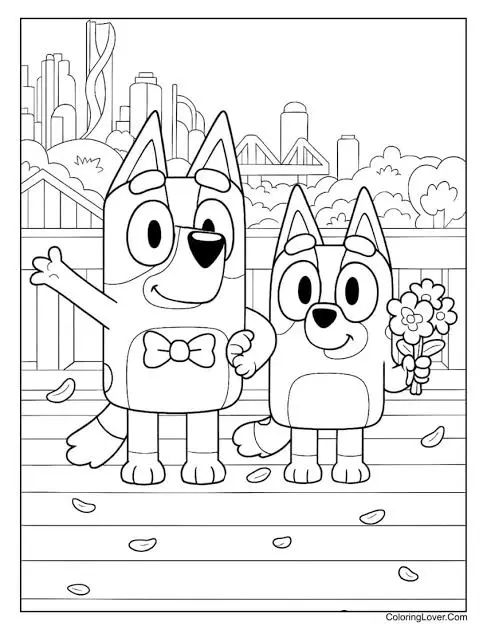 Bluey y Bingo listas para pintar