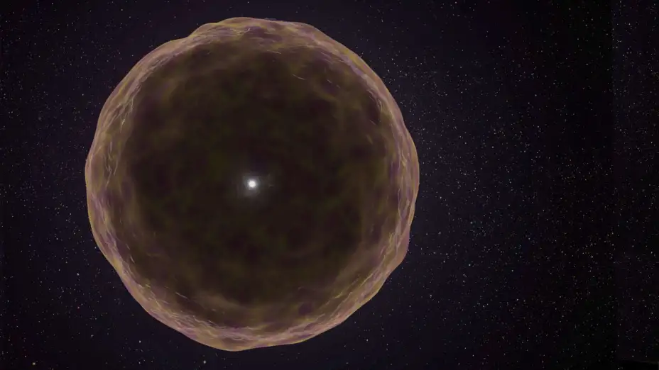 Ilustración muestra el interior de una estrella que explota.