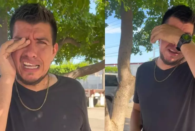 Papa llora en primer dia de escuela.