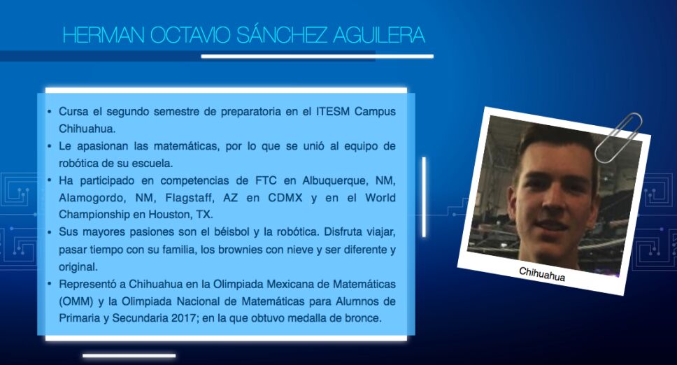 Equipo mexicano del Mundial de Robótica, Hermán Sánchez