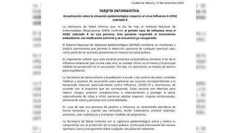Primer caso influenza H3N2 en México