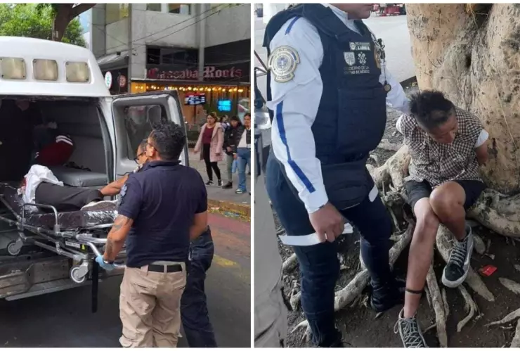 ¡Sobrevivió de milagro! Indigente apuñala a joven en la Glorieta de los Insurgentes