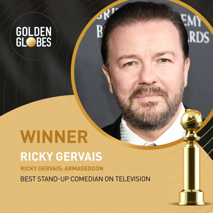 Ricky Gervais gana a comediante de televisión en los Globos de Oro 2024