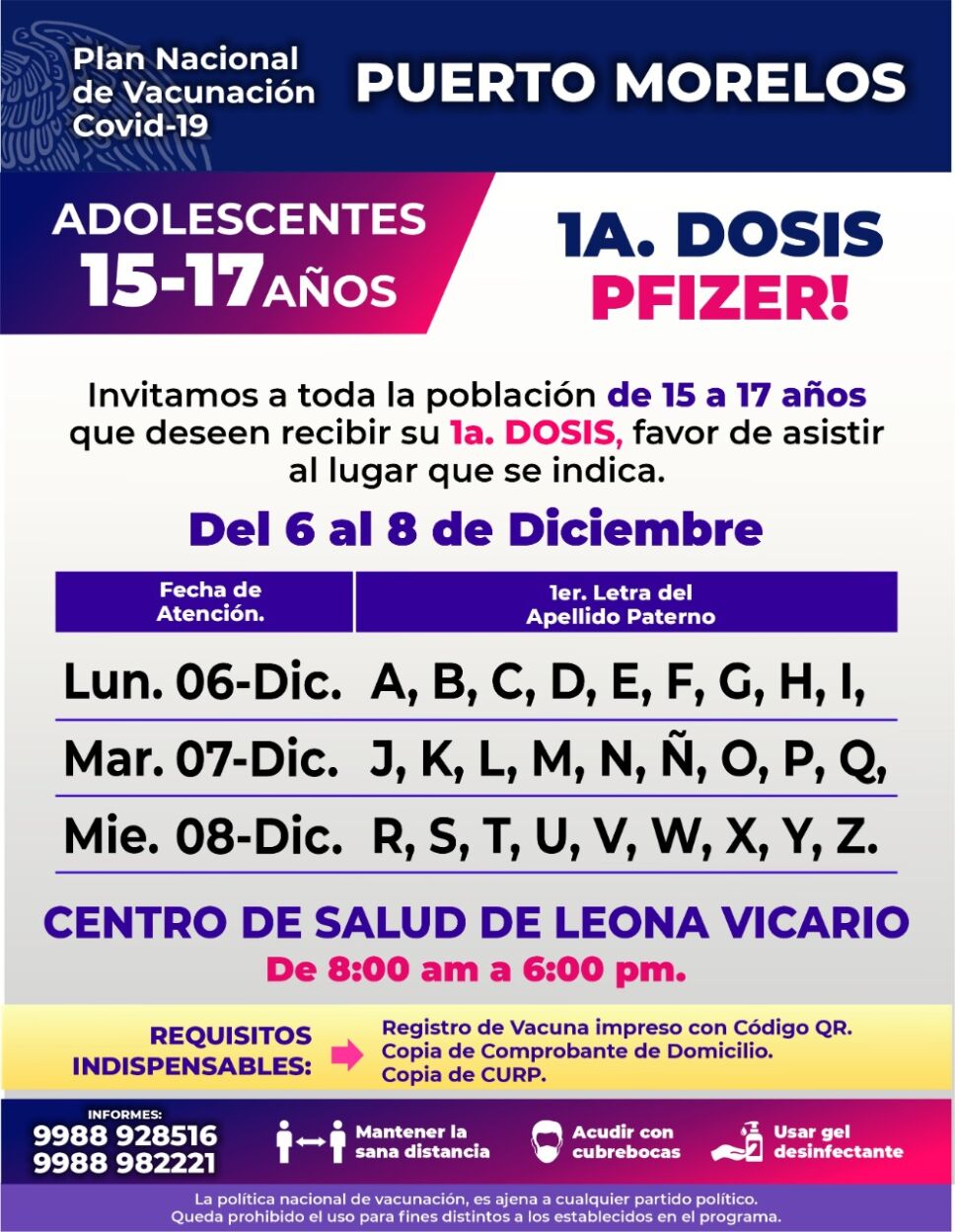 Vacunación contra covid-19 en adolescentes de puerto morelos