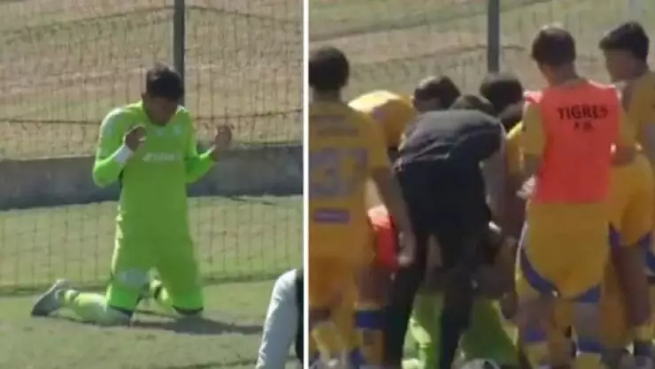 Video_ Portero de Tigres Sub-19 se entera de la muerte de su padre en pleno partido.jpg