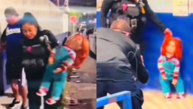 VIDEO Arrestan a ‘Chucky’ y su dueño en plaza central de Monclova al portar cuchillo y pedir dinero