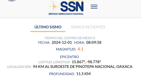 Sismo en Oaxaca hoy