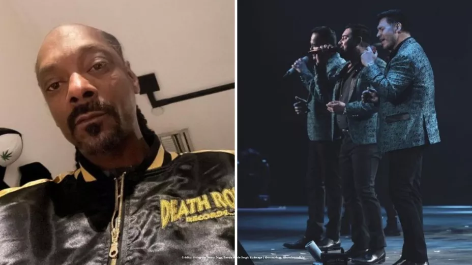 Imagen tomada del perfil de Instagram de Snoop Dogg y de la Banda MS sobre la probable participación de ambos en el medio tiempo del Super Bowl LVI por Azteca 7.
