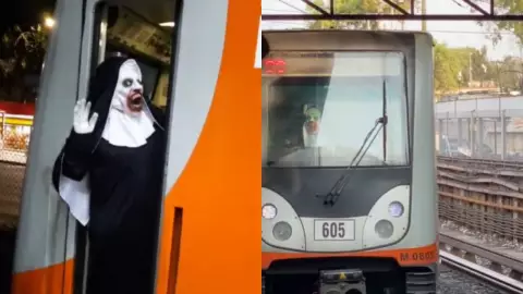 VIDEO: Conductor del Metro se disfraza de La Monja y es la sensación en redes