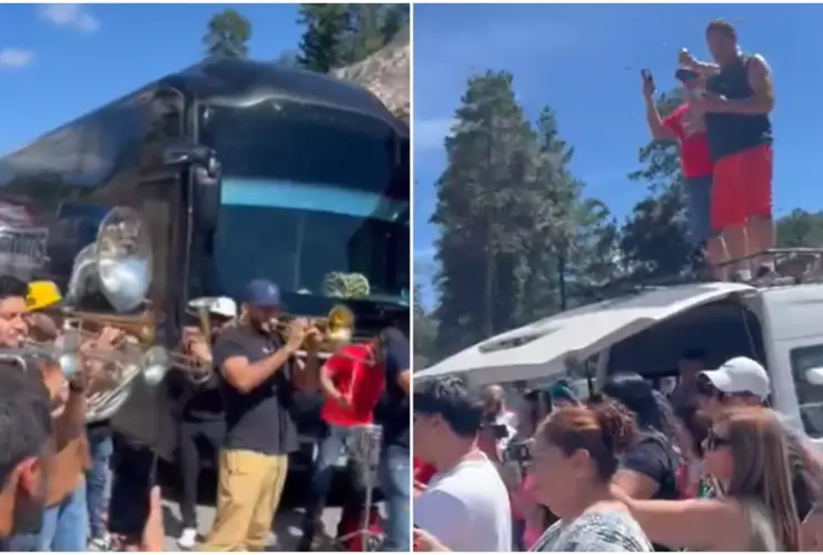 La gente grab&oacute; el concierto que ofrecieron Los Recoditos en medio de un bloqueo en Sinaloa. 