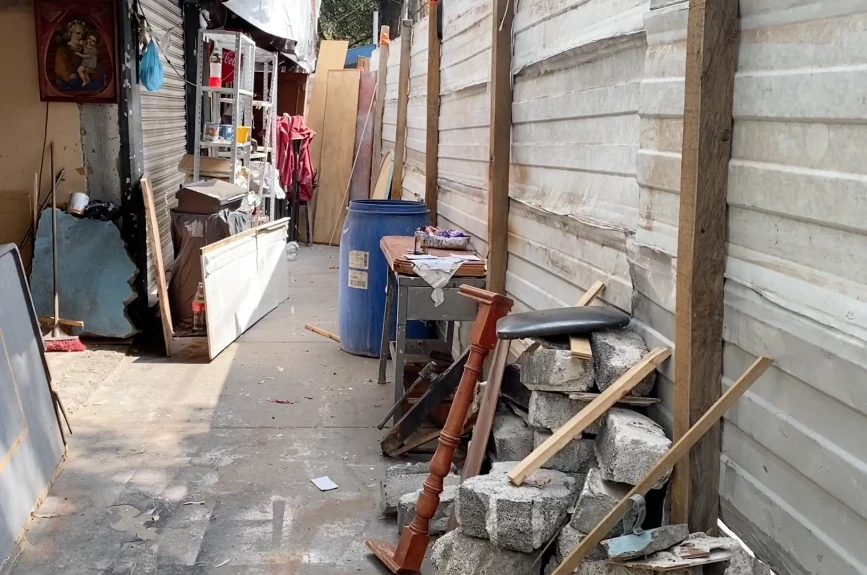 Hogar de la familia Frías después de una explosión.