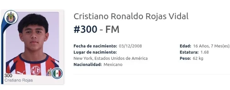 Cristiano Ronaldo Rojas es canterano de las Chivas.png