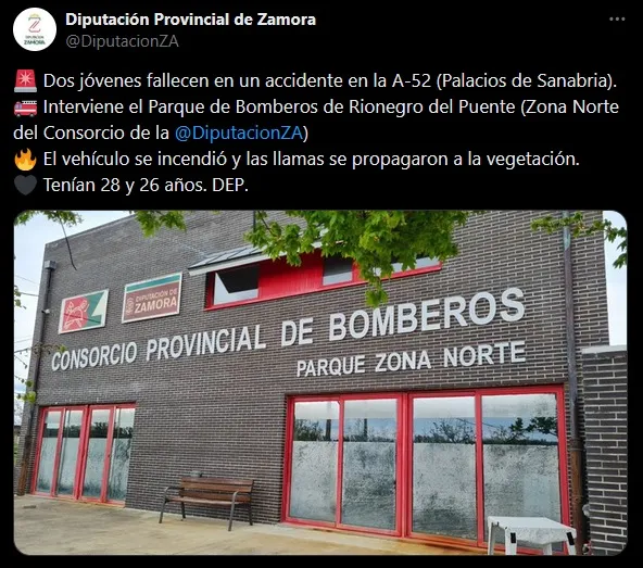 La Diputación Provincial de Zamora confirmó las muertes de Diogo Jota y su hermano en las redes sociales