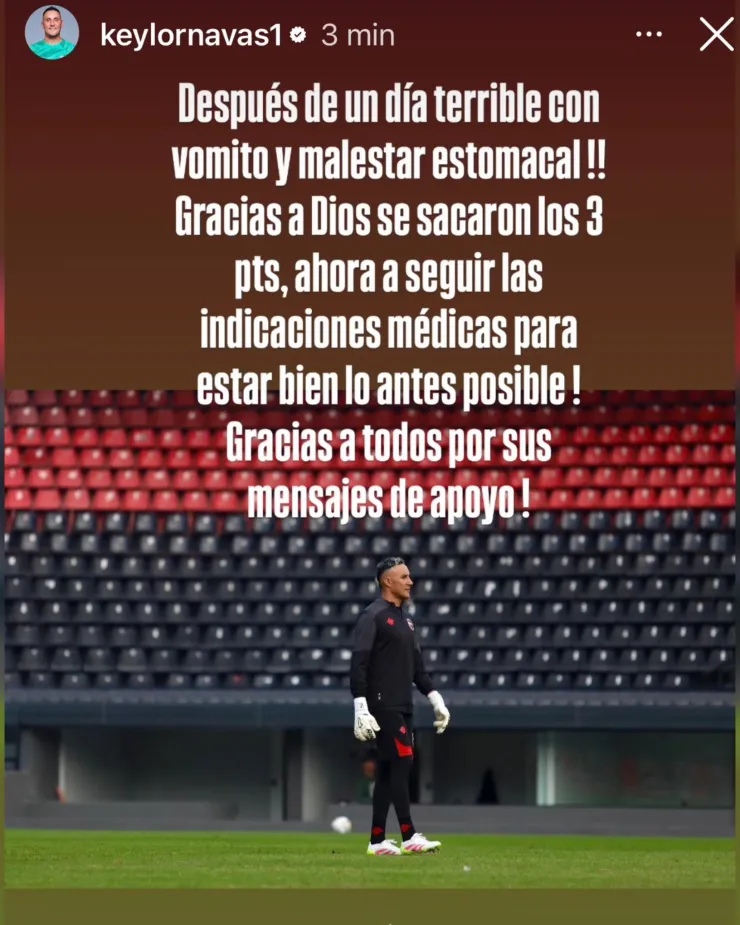 Keylor Navas explicó su ausencia en el partido contra Independiente Rivadavia