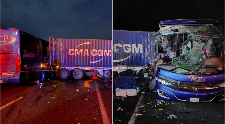 Choque en la Colima-Manzanillo autobus pasajeros trailer heridos muerto