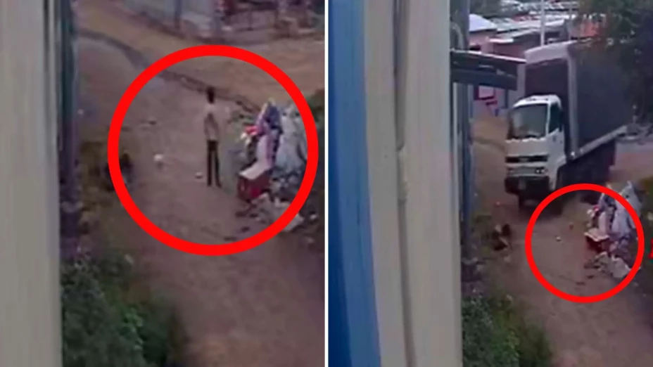 niño se esconde camión pasa encima video