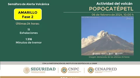 VOLCÁN POPOCATÉPETL 7 DE FEBRERO 2024