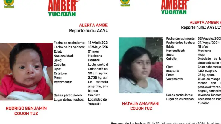 alerta amber bebe menor desaparecidos yuc