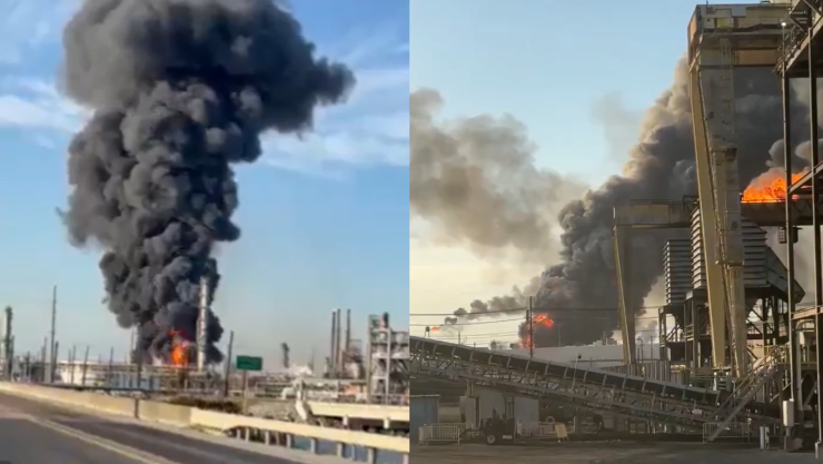 Incendio en refinería en Port Arthur Texas hoy
