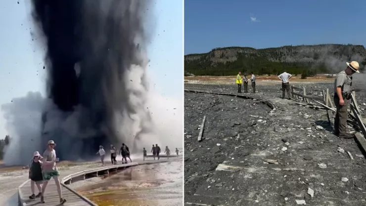 Corran Turistas captan la impactante explosión en Yellowstone, EU