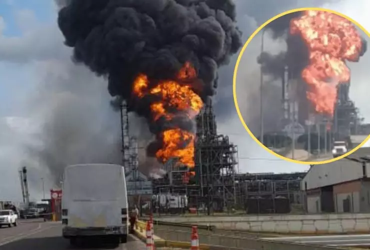 Incendio en planta petrolera