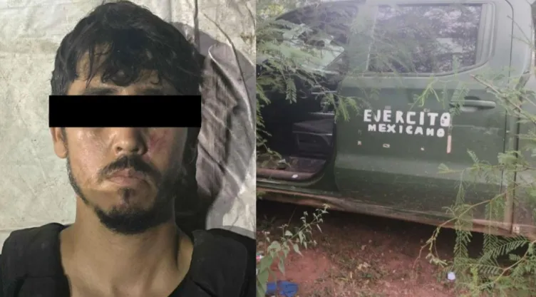 Cae miembro de ‘Los Chapitos’ en Sinaloa con camioneta falsa del Ejército y 42 explosivos