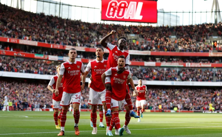 Celebración de gol del Arsenal