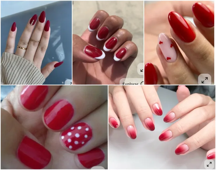 uñas rojas diseños